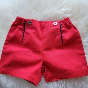 Jacadi Paris Red Baby Girl Ric Rac Trim Shorts